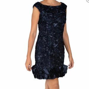 DONNA RICCO RUFFLE HEM TEXTURE SATIN DRESS NWT